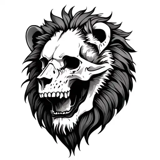Half Lion Half Skull tattoo design idea