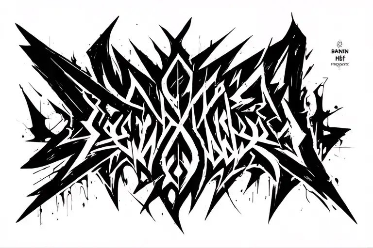 Raw Blackwork Chaotic Bold Strokes Flow Brutalist Dark Abstract Lettering tattoo design idea
