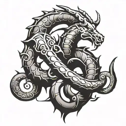 Scorpio and Capricorn symbol intertwined symbolizing the client's love tattoo design idea