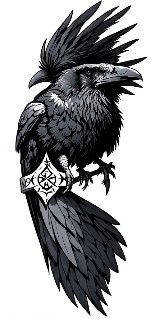 pagan, raven, arm band, runes, Norse, tiwaz tattoo design idea