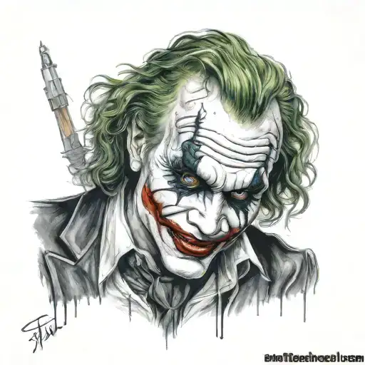 evil joker heath ledger tattoo design idea
