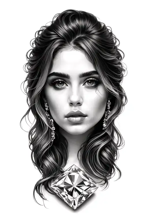 3D Tatto about me using Hometown Chicago, Born in April, Aries, Diamond birth stone. Use black and white ink only tattoo design idea