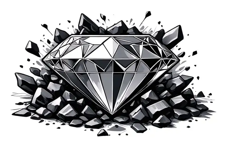 coal turning into diamond tattoo design idea