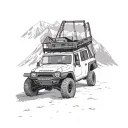 An adventurous overlanding trip with a rugged off-road vehicle tattoo design idea