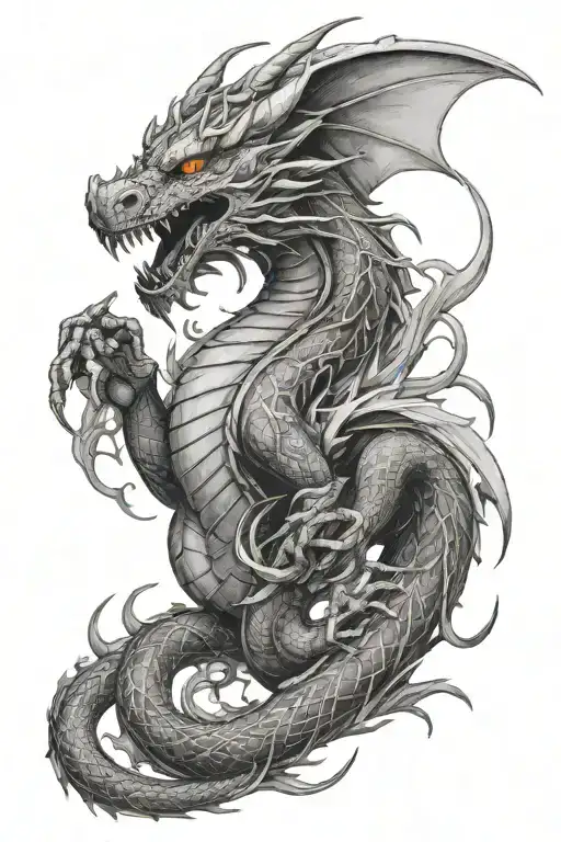 dragon with gemini theme sleeve tattoo design idea