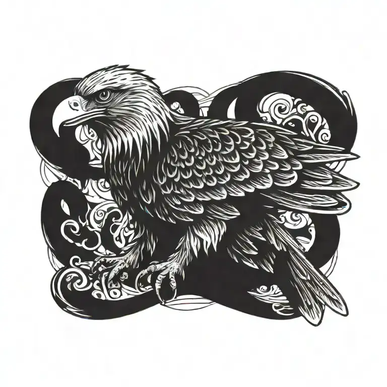 eagle perched on letters ' S C P E ' no vine tattoo design idea