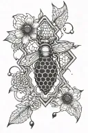 honeycomb and ornamental elements tattoo design idea