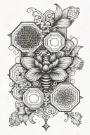 honeycomb and ornamental elements tattoo design idea