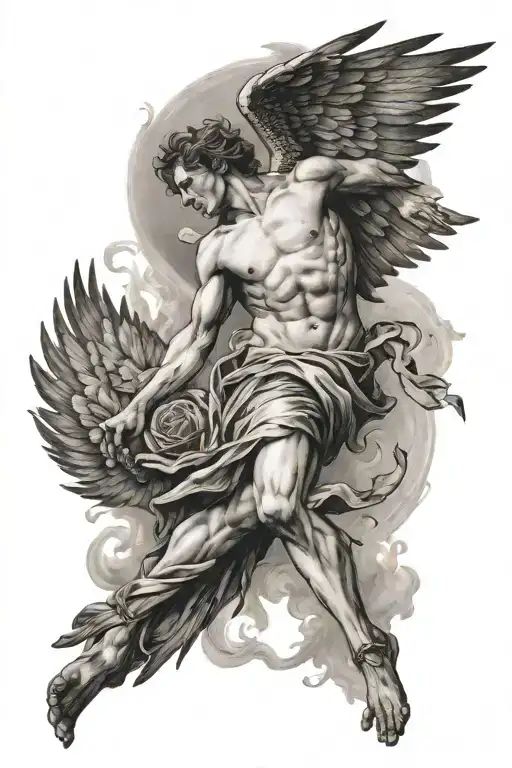 icarus falling from the sky momento mori momento vivere tattoo design idea