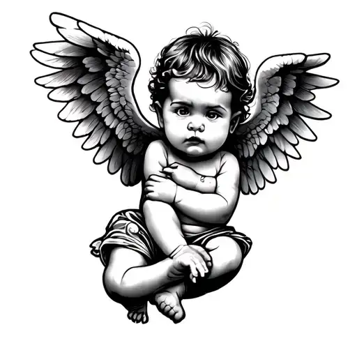 Gangster Baby Angel tattoo design idea