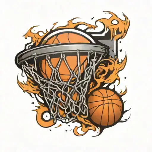 basketball rim with fade effect tattoo design idea