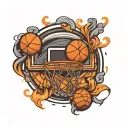 basketball rim with fade effect tattoo design idea