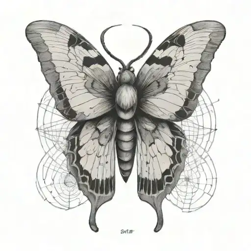 Moth with topographical map tattoo design idea
