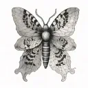 Moth with topographical map tattoo design idea