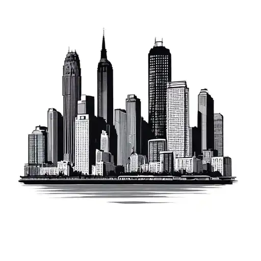 detroit city skyline tattoo design idea