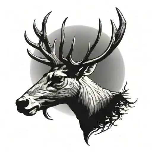 mule deer skull simple silhouette tattoo design idea