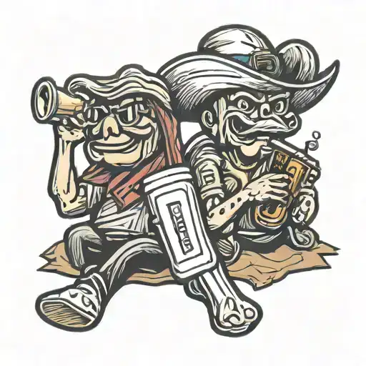 two tamales drinking beers tattoo design idea
