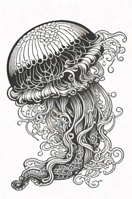 jellyfish swimming tattoo design idea