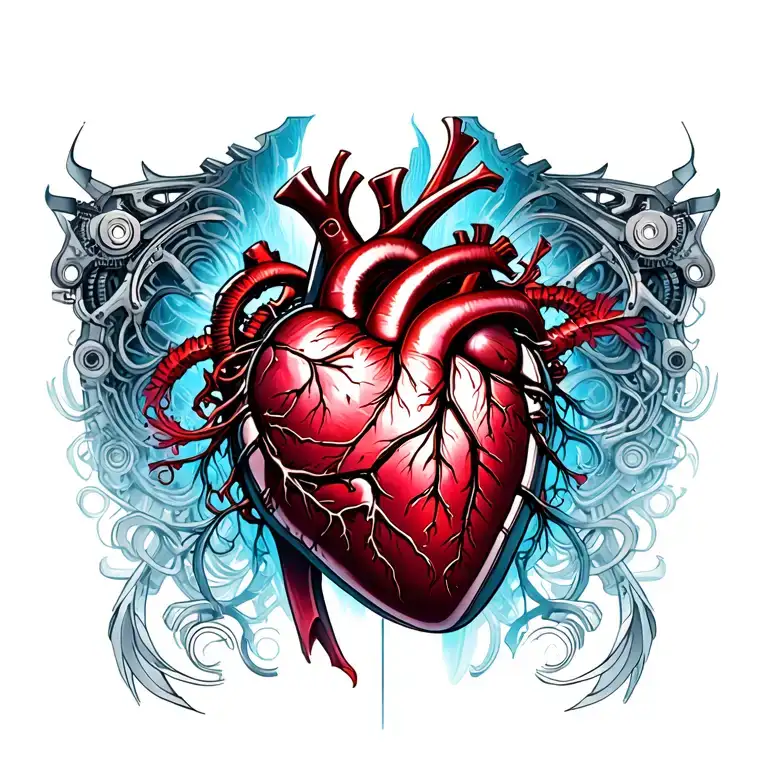 men mechanical heart chest tattoo under skin tattoo design idea
