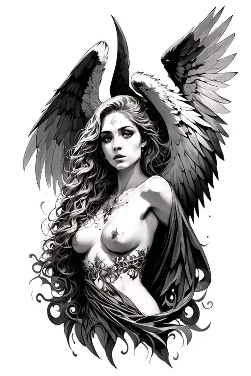 greak mythology and fallen angel tattoo design idea