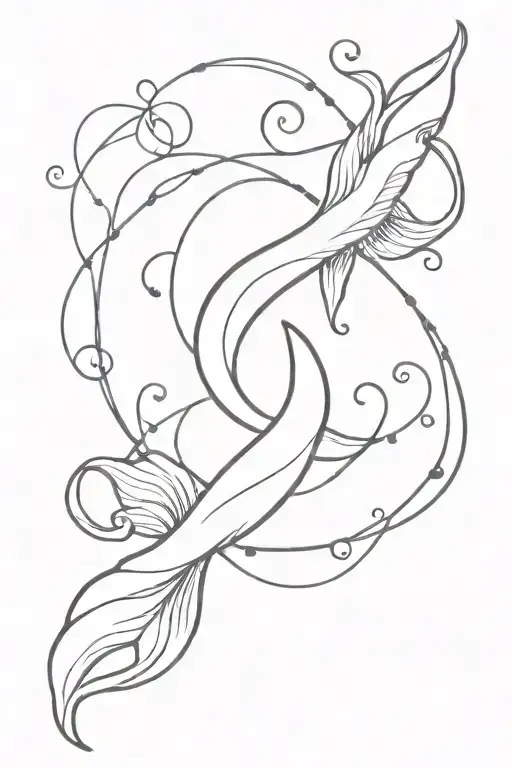 female tattoo with zodiac sign pisces, strength, life, meaning, unrequited love tattoo design idea