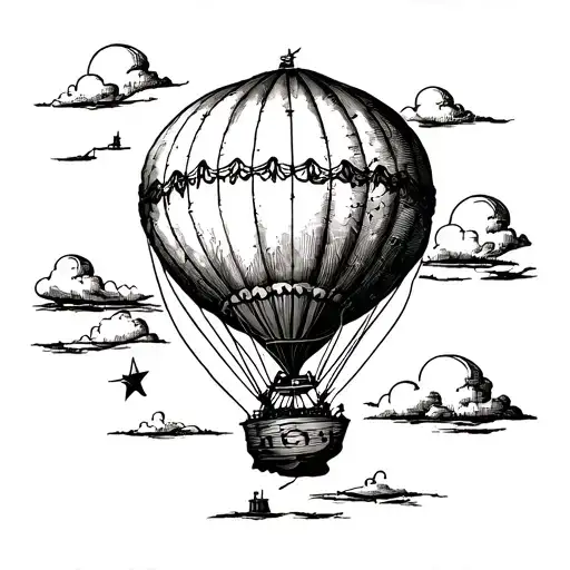 hot air balloon tattoo design idea