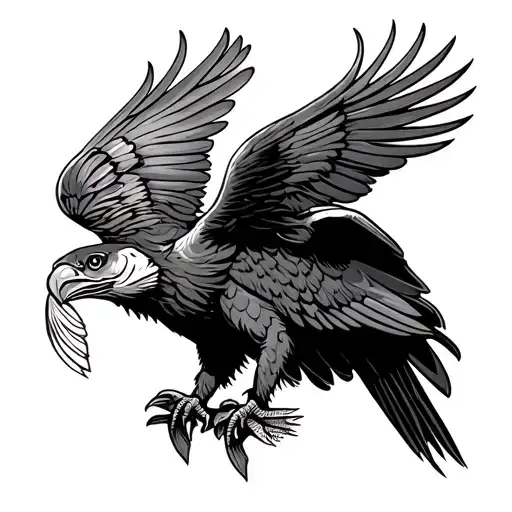 buzzard with fish in its claws tattoo design idea