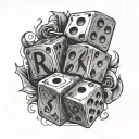 dice that say risk and rich tattoo design idea