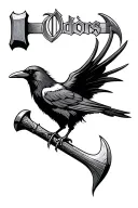 crow and thors hammer with Odin's name tattoo tattoo design idea