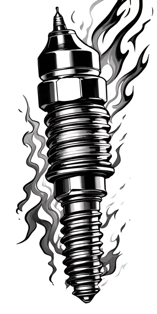 2013 dodge viper, spark plugs, fire, manual transmission, that transitions into Rivian with high voltage cables  tattoo design idea