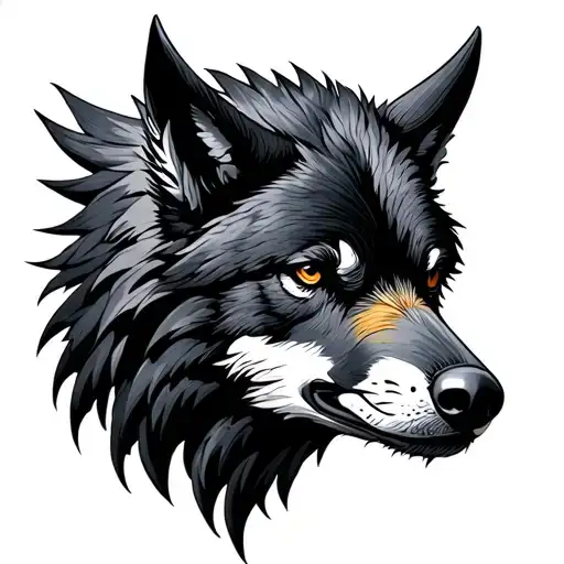 Crow And Wolf tattoo design idea