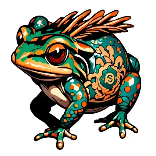 naruto toad with dmt molecule structure tattoo design idea