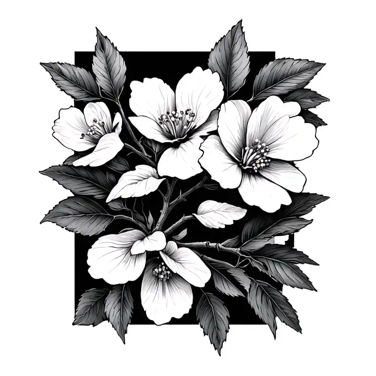 dogwood branch and flowers tattoo design idea