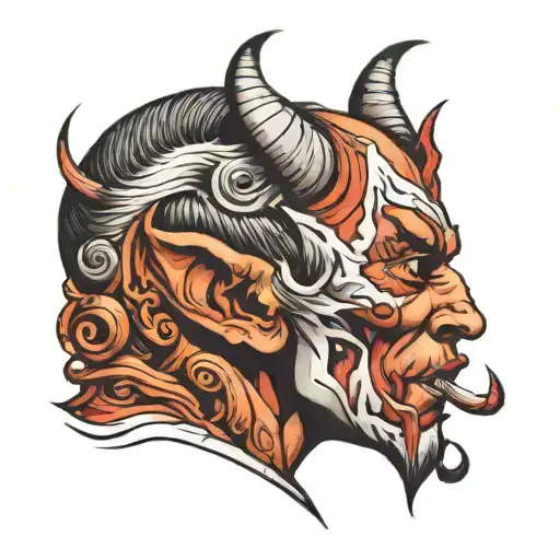 devil whispering into ear  tattoo design idea