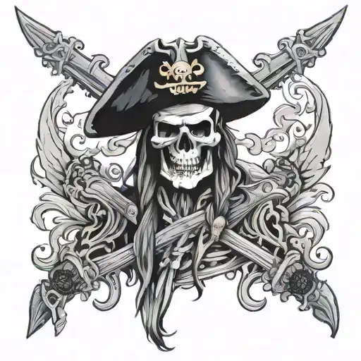 pirate skeleton tattoo design idea