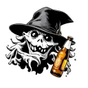 casper the ghost with a hat drinking a beer bottle tattoo design idea