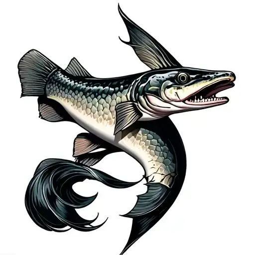 Long Nose Gar tattoo design idea
