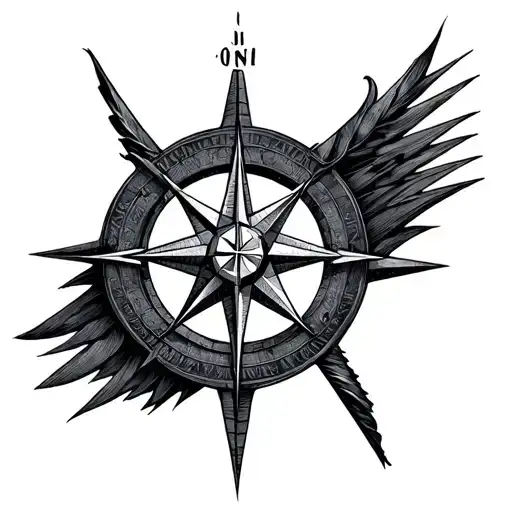 complex north star compass rose, tattoo design idea