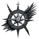 complex north star compass rose, tattoo design idea