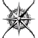 complex north star compass rose, tattoo design idea