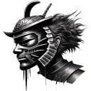 Create a sketch of tattoos you need a samurai mask that is torn into 2 parts and in this breakdown you need to add a small part of the faces tattoo design idea