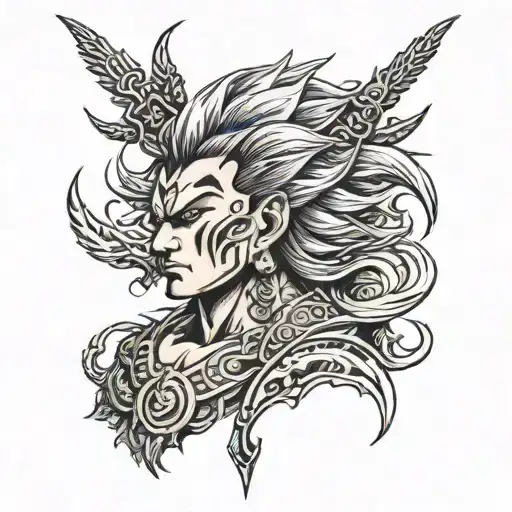 super saiyan indian tattoo design idea