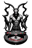 Devil standing over a roulette table tattoo design idea
