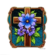 cross flowers the way the truth and the light  tattoo design idea