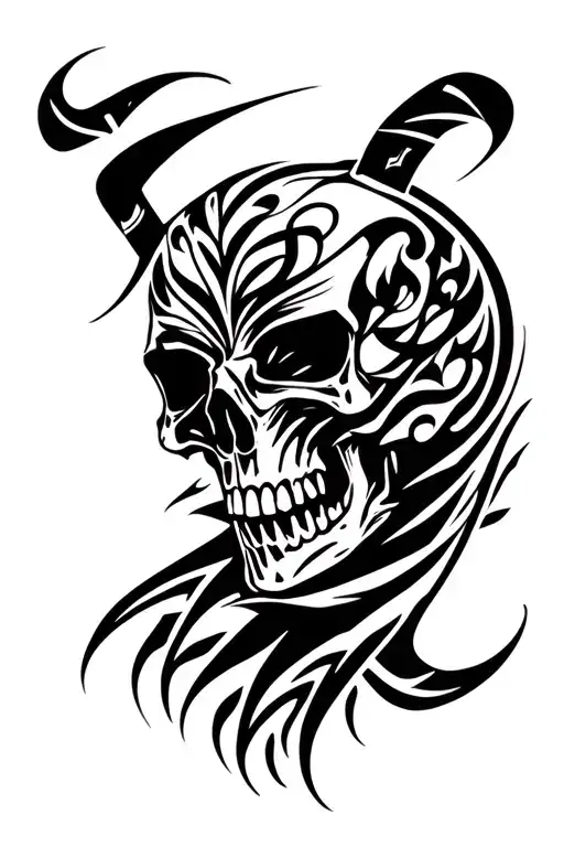 dodge ram skull face tattoo design idea