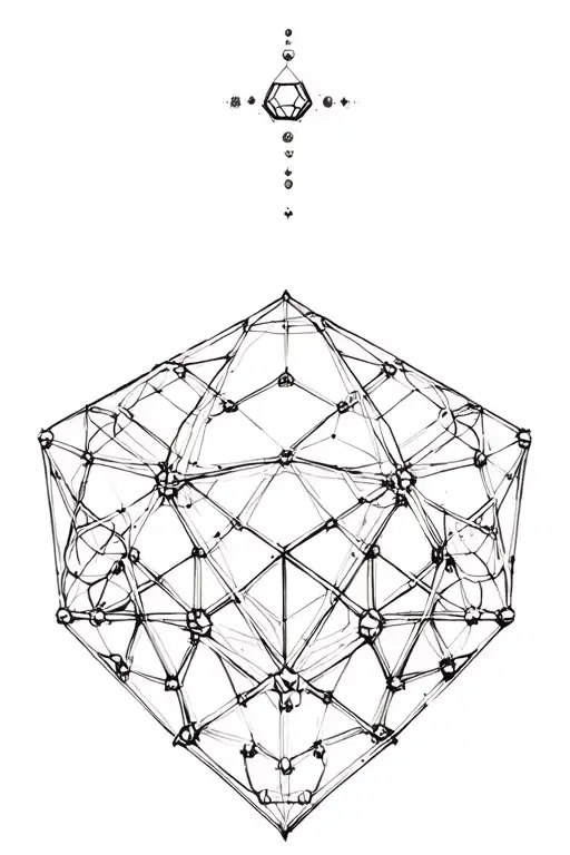 Metatrons cube dotwork with platonic solids tattoo design idea