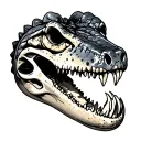 alligator skull with florida beaches mixed tattoo design idea