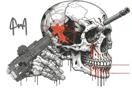 skull wearing  strip suit with a glock inhis hand tattoo tattoo design idea