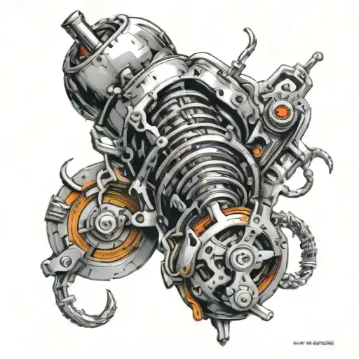 biomechanical shock absorber tattoo design idea