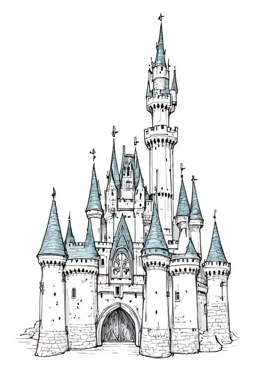 A forearm tattoo, that start about 3 inches from the wrist and I want it to be the Cinderella castle from Walt Disney wo tattoo design idea